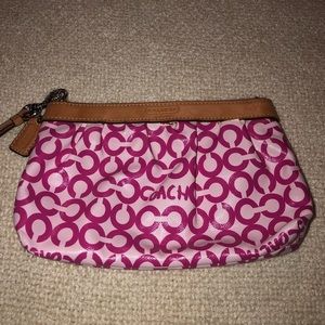 Pink COACH Wristlet with Authentic Leather